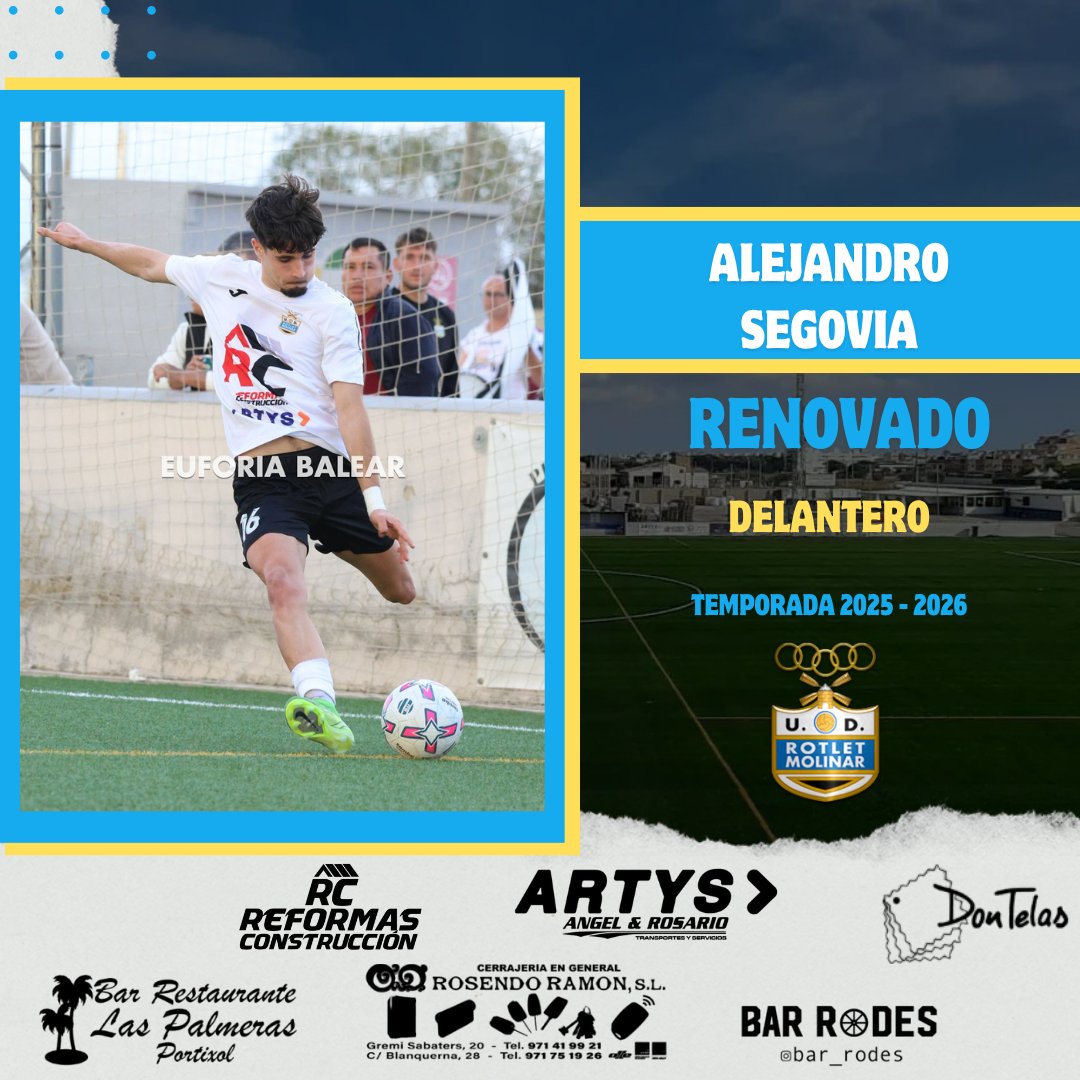 ⚫⚪ PRIMER EQUIPO 
🖋️ Alejandro Segovia ¡¡RENOVADO!!
Sego renueva siendo su 4ª Temporada.
Delantero versátil, nuestro torero 🏋🏻 quiere conquistar nuevas plazas está temporada 
🤍🖤#SomMolinar #TornamAmbForça