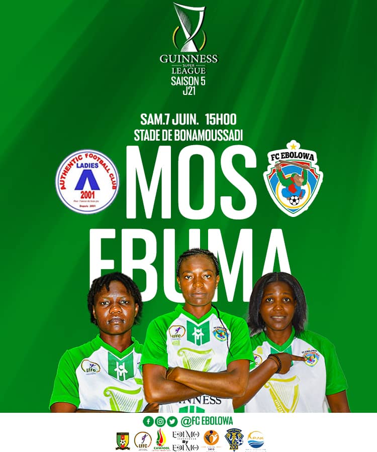 💚💙WE'RE BACK

🏆 <a href="/GSuper_League/">Guinness Super League</a>  5 D21
🆚 #AuthenticLadies 
📆 Samedi 7 Juin
⏰ 15 H
🏟️ #Bonamoussadi
📲 #AFCFCE

#WeAreBeNgonYâEbolowoo💚💙
#Champion🇨🇲🏆🥇
#CHGSL5
#MOSEBUMA
#MatchDayTwenty_One
#AFCFCE 
<a href="/PortOfKribi/">Port Autonome de Kribi</a>
<a href="/edimosports/">EDIMO Sports</a>
<a href="/Camfool_/">Camfool Association</a> 
#ASMIS
#EnsembleEcrivonslHistoire