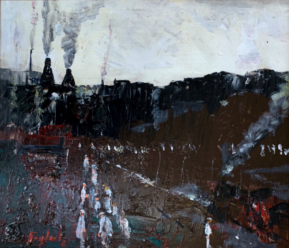 Three early paintings (mid 60's) and one recent picture by popular North Staffordshire artist, Frederick England (Eric England) now in the gallery. The car was painted plein air in a scrapyard in Hanley, Stoke on Trent in 1964, while the Landscape is of The Roaches in the