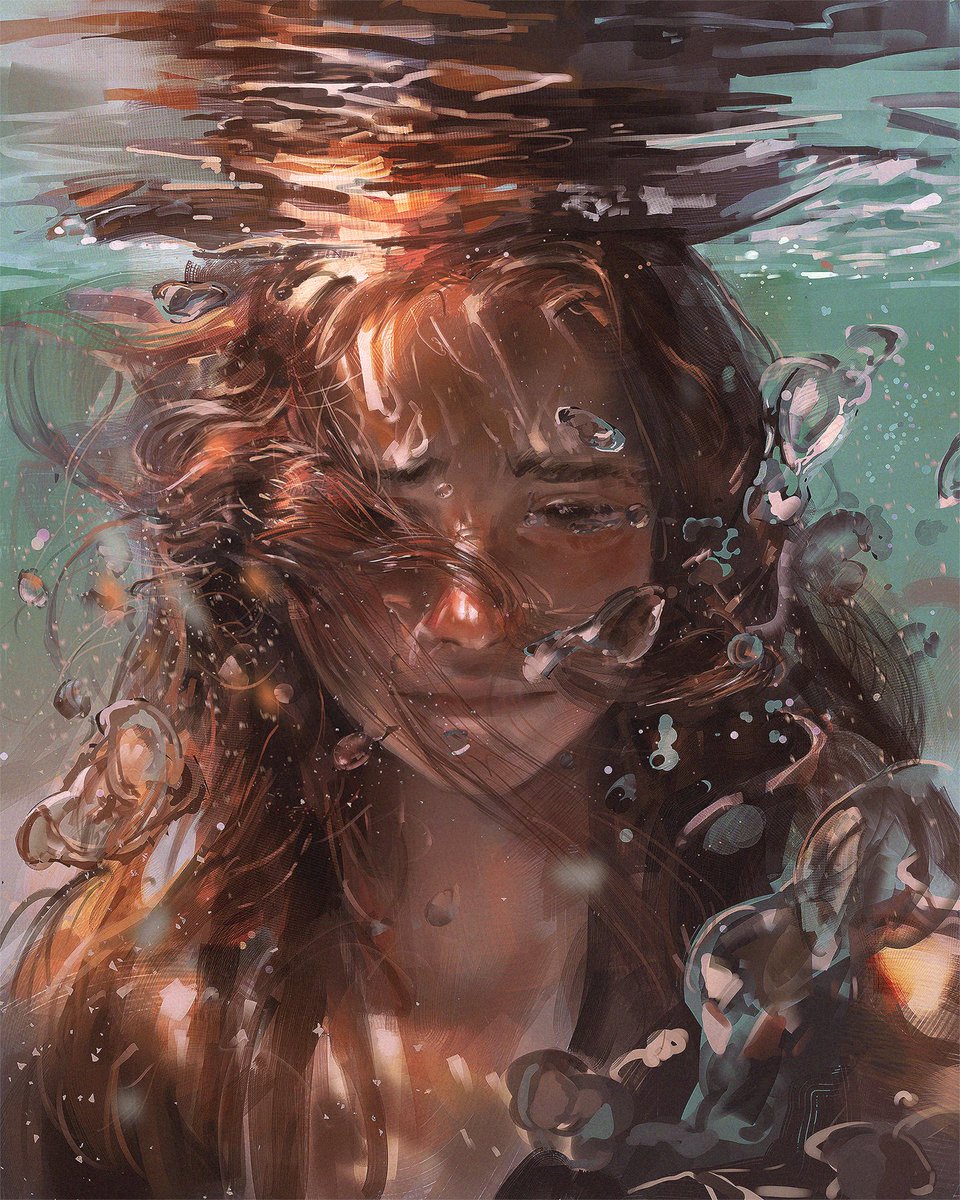 Drown. Tears underwater

Practicing painting water