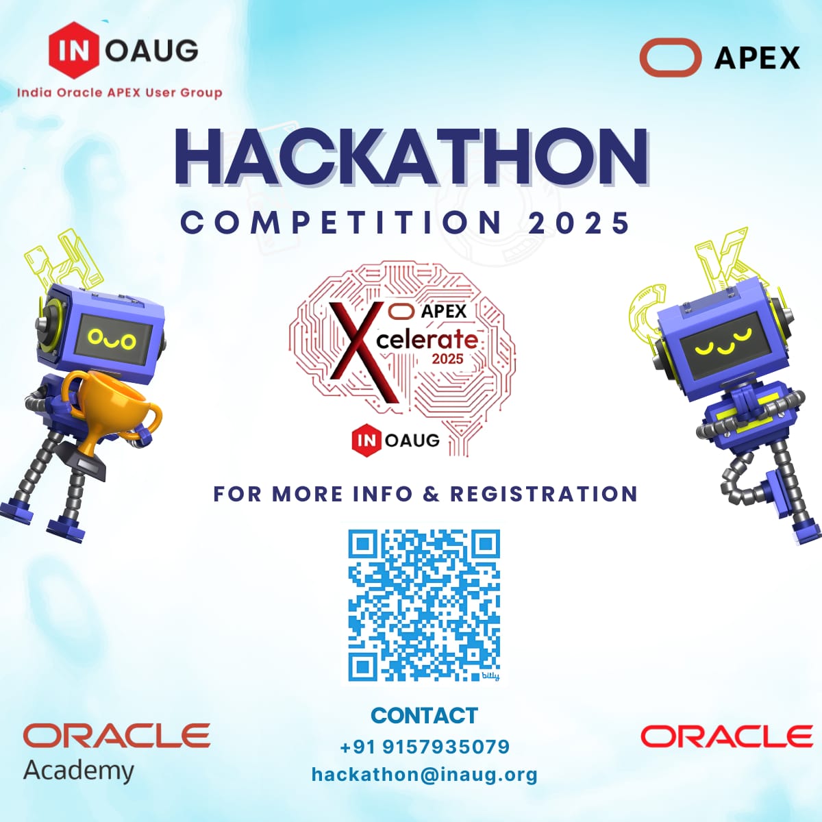 INOAUG (@inoaug) on Twitter photo 🚀 Get ready to Xcelerate Innovation with Xcelerate 2025 – India’s Premier Oracle APEX Hackathon!!
👨💻 Build.
⚡ Innovate.
🏆 Compete for glory.
bit.ly/INOAUG_Xcelera…
📧hackathon@inaug.org | 📱+91 9157935079
#Oracle #INOAUG #LowCode #orclAPEX #OracleACE #AI #GenAI #OracleCloud 🚀 Get ready to Xcelerate Innovation with Xcelerate 2025 – India’s Premier Oracle APEX Hackathon!!
👨💻 Build.
⚡ Innovate.
🏆 Compete for glory.
bit.ly/INOAUG_Xcelera…
📧hackathon@inaug.org | 📱+91 9157935079
#Oracle #INOAUG #LowCode #orclAPEX #OracleACE #AI #GenAI #OracleCloud