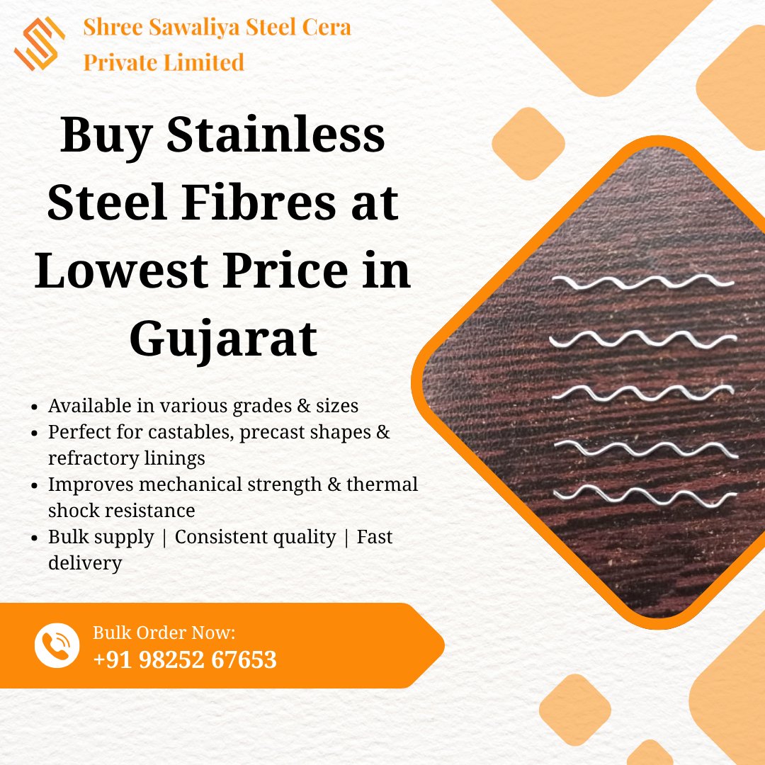 shree_cera32161's tweet image. 🧷 Need Extra Strength for Your Refractory Lining?

#StainlessSteelFibres #RefractorySupport #IndustrialMaterials #HeatResistantFibre #MadeInGujarat #SteelFibreIndia #FurnaceSolutions #BuyDirectFromManufacturer #RefractoryReinforcement #HighTempMaterials #IndustrialSupplyIndia