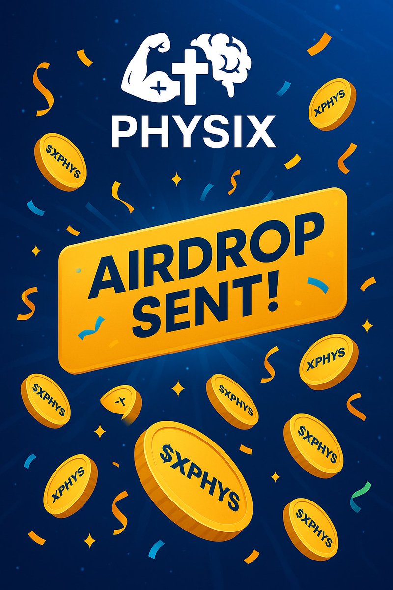 XPHYSofficial's tweet photo. 🚨 PHASE 1 AIRDROP COMPLETED ��
First 20 believers have received their $XPHYS 💪
➡️ 500 tokens each
➡️ Sent directly on-chain
➡️ Next wave coming soon.
Thank you for being early.
This is just the beginning 🧠💥✝️
#PHYSIX #CryptoFaith #BaseChain #AirdropComplete https://t.co/Oo0DrOAk3e