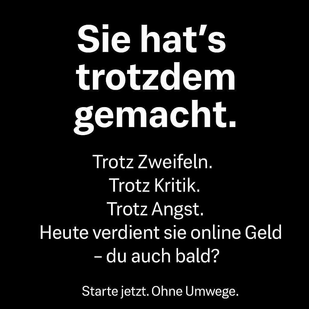Viele fangen nie an.
Weil sie denken, sie brauchen erst den perfekten Plan.
Die perfekte Kamera.
Die perfekte Figur.

Aber weißt du, was wirklich zählt?

Ehrlichkeit. Energie. Und jemanden, der dir zeigt, wie du starten kannst.

→ Fang nicht irgendwann an. Fang heute an.
📩 DMs