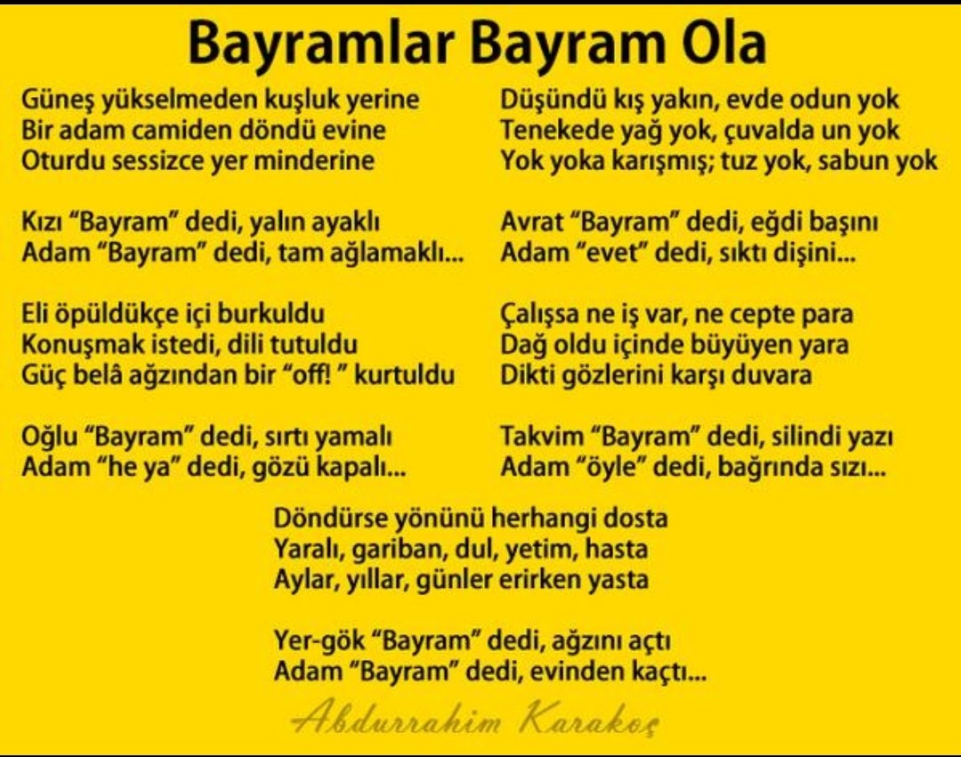 Abdurrahim Karakoç'tan Bayramlar Bayram Ola...