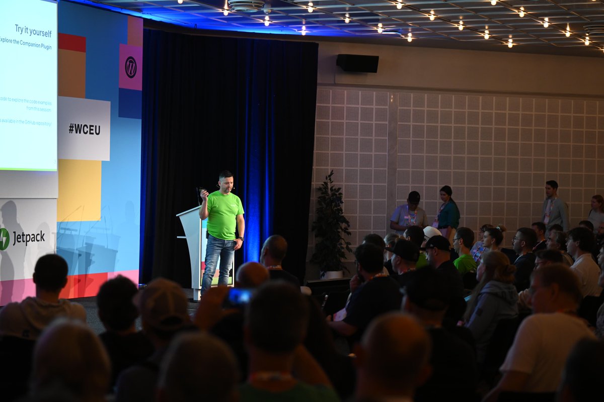WCEurope's tweet image. We learned how to streamline development workflows from @realloc, from mastering WordPress’s built-in internationalization (i18n) and localization (l10n) features to effectively leveraging multisite, plugins, and custom solutions. #WCEU #WCEU2025 #WordCampEurope