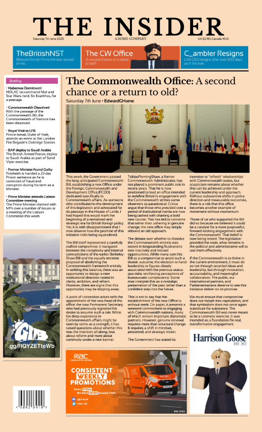 TheInsiderRX's tweet photo. 🌐 The Commonwealth Office: A second chance or a return to old? Read this week's issue of the Insider below:

https://t.co/wPWrlieKWL https://t.co/6qeVlcDby5