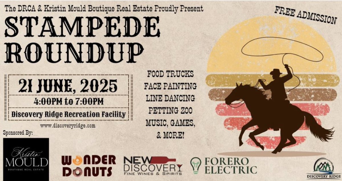 DiscoveryRidge1's tweet photo. Volunteers needed to help out at DR's Annual Stampede RoundUp on Saturday, June 21. There are a variety of shifts to be filled from set-up to take down &amp; everything in-between. Email Lillian at events@discoveryridge.com to meet your neighbours and help out! https://t.co/FC1YT04h3s