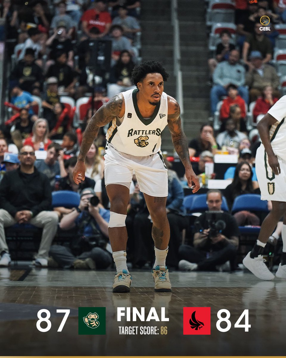 CEBLeague's tweet photo. What a night for the Rattlers 🐍 

Nate Pierre-Louis with the final bucket as @sskrattlers makes history with a huge upset over Calgary 🤯

📺 Watch more CEBL+ powered by @tonybet_ca : https://t.co/NVk3EPx257

#PullUp | #CEBLSeasonVII | #SSKvsCGY https://t.co/zoN6rQQiYV