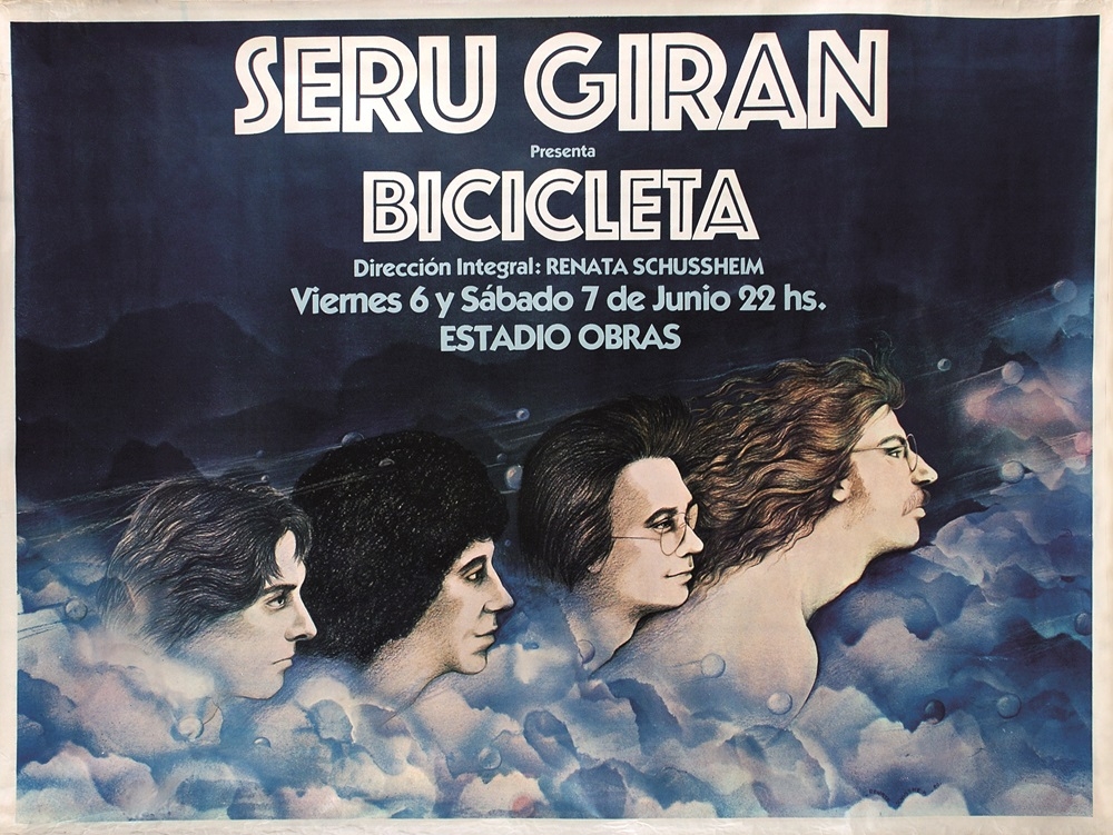 45 años del lanzamiento de este discazo ✨
Bicicleta <a href="/serugiranok/">Seru Girán</a>🔥
con el arte de Renata Schussheim 
Afiche de la presentación en Obras 
el 6 y 7 de junio de 1980