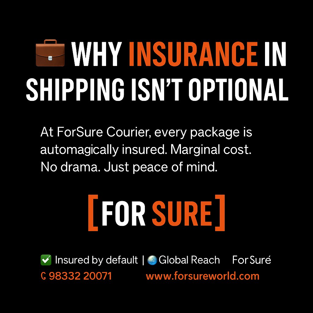 ForSureServices's tweet image. Think insurance is optional for international shipping? Think again.

Things can go wrong—delays, damage, even loss. That’s why at ForSure Courier, every shipment is insured by default. No extra charge. No stress. ✅
Do you insure your shipments? Ever faced a loss without it?