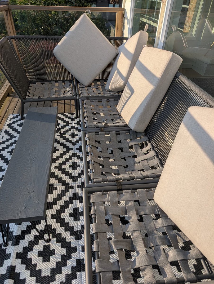 kylelweeks's tweet photo. @CrateandBarrel pulled the patio furniture out for the summer and all the webbing is shot. How do we get this fixed? Furniture of this quality/cost should not fall apart like this. Can't be used in this condition. https://t.co/960D2Q8RgP