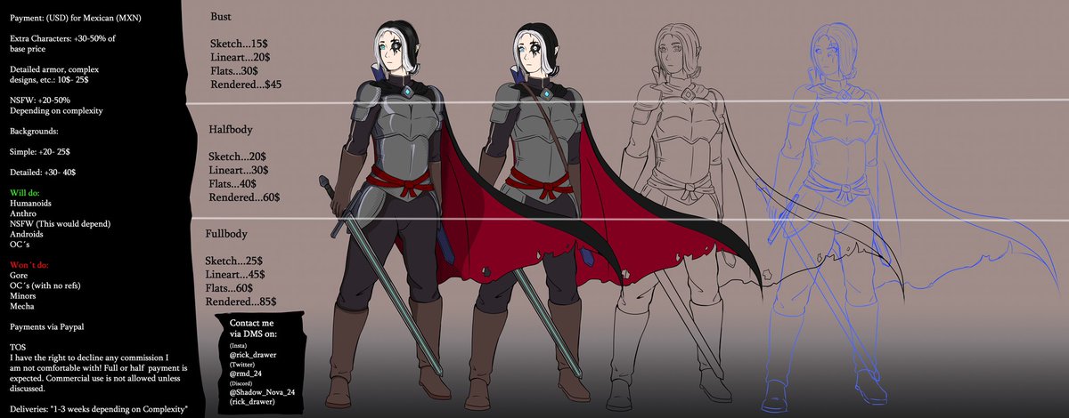 rmd_24's tweet image. My commission sheet if your interested and want art from me well I have my comms open, feel free to DM me 😁
