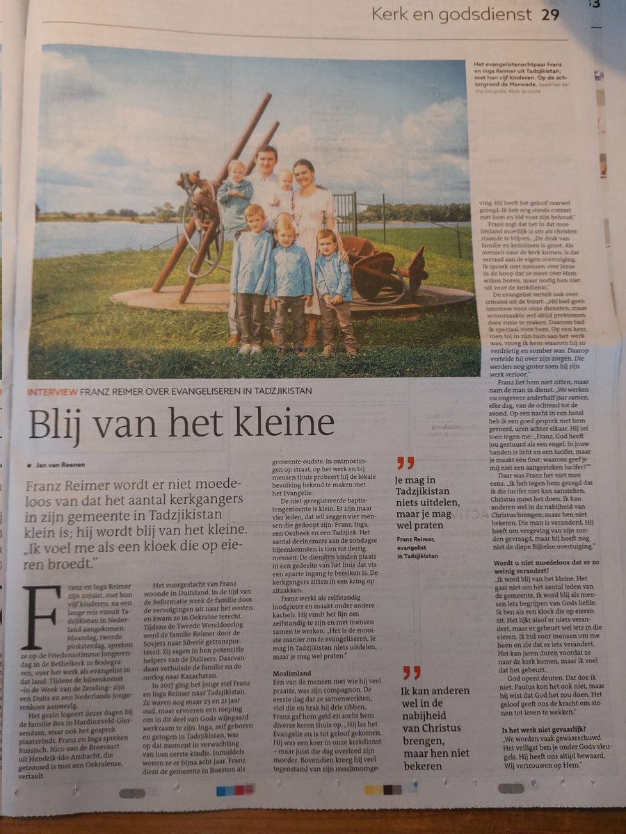 De hele <a href="/refdag/">RD.nl</a> van vandaag ademt zending. Echt veel moois om te lezen dit Pinkster weekeinde. En ik ben vooral blij met dit interview met Franz en Inga, zendelingen in Tadzjikistan.