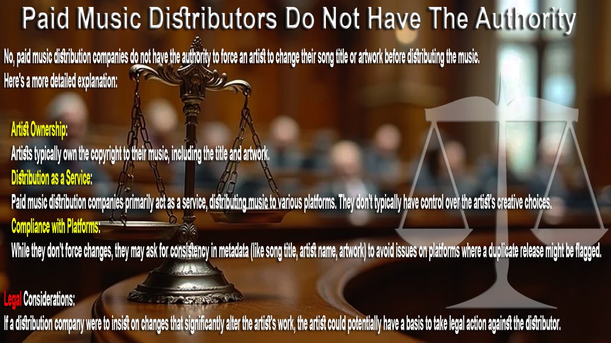 Notation Festival (@notationfest) on Twitter photo Paid Music Distributors Do Not Have The Authority | FREE Legal Advice⚖️
<a href="/MusicLaw/">MusicLaw</a> <a href="/Musiclawadvice/">Music Law Advice</a> <a href="/HNBMusiclaw/">Heather Beverly</a> <a href="/MusicLawFirm/">Music Law Firm</a> <a href="/DistroKid/">DistroKid</a> <a href="/Dittomusic/">Ditto Music</a> @EVEARAMUSIC <a href="/TuneCore/">TuneCore</a> <a href="/TuneCoreJapan/">TuneCore Japan</a> <a href="/believedigitaI/">// believe.digital</a> <a href="/Believemusic_UK/">Believe UK</a> <a href="/HorusMusic/">Horus Music</a>
youtube.com/watch?v=l9t4XY… #NotationFestival Paid Music Distributors Do Not Have The Authority | FREE Legal Advice⚖️
<a href="/MusicLaw/">MusicLaw</a> <a href="/Musiclawadvice/">Music Law Advice</a> <a href="/HNBMusiclaw/">Heather Beverly</a> <a href="/MusicLawFirm/">Music Law Firm</a> <a href="/DistroKid/">DistroKid</a> <a href="/Dittomusic/">Ditto Music</a> @EVEARAMUSIC <a href="/TuneCore/">TuneCore</a> <a href="/TuneCoreJapan/">TuneCore Japan</a> <a href="/believedigitaI/">// believe.digital</a> <a href="/Believemusic_UK/">Believe UK</a> <a href="/HorusMusic/">Horus Music</a>
youtube.com/watch?v=l9t4XY… #NotationFestival