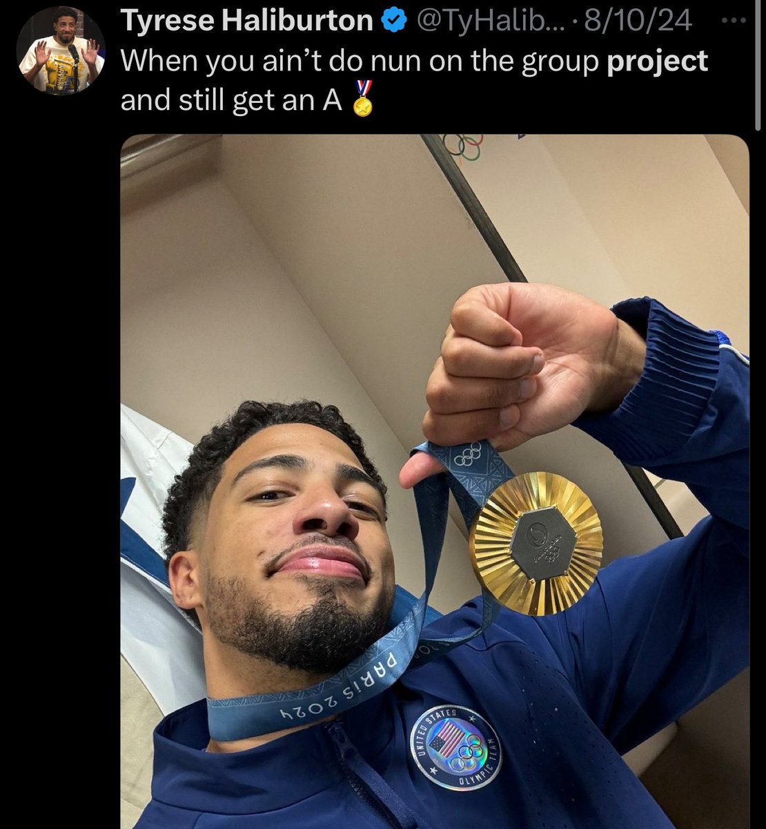 MikeyCiv's tweet photo. The first two games of the Stanley Cup finals have been insane. Game 1 of the NBA Finals was insane. 

Loving both of those sports is a life bonus at this point ❤️ 

And as I typed all that, I randomly remembered this amazing tweet from Haliburton https://t.co/oKmV6hJw3U