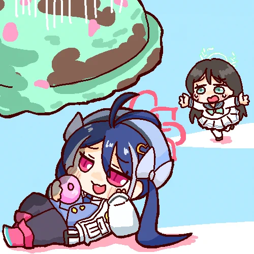 フブキとアイリがそれぞれEXスキルを使ってるところの絵を描きました。