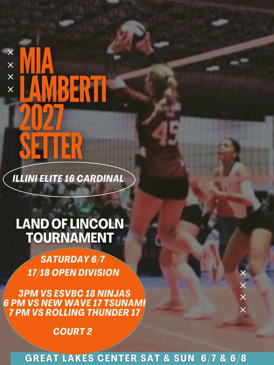 Amelia Lamberti (@mialamberti) on Twitter photo Last tournament with my <a href="/IEVBC/">Illini Elite VBC - Recruiting</a> team before <a href="/AAUVolleyball/">AAU Volleyball</a> Nationals!
#2027setter #setting
#volleyball #setter
<a href="/CoachSamWol23/">Sam Wolinski</a>
<a href="/VBallrecruiter/">Kara Hill</a>
<a href="/Jennabanz/">Jenna Banz</a> Last tournament with my <a href="/IEVBC/">Illini Elite VBC - Recruiting</a> team before <a href="/AAUVolleyball/">AAU Volleyball</a> Nationals!
#2027setter #setting
#volleyball #setter
<a href="/CoachSamWol23/">Sam Wolinski</a>
<a href="/VBallrecruiter/">Kara Hill</a>
<a href="/Jennabanz/">Jenna Banz</a>