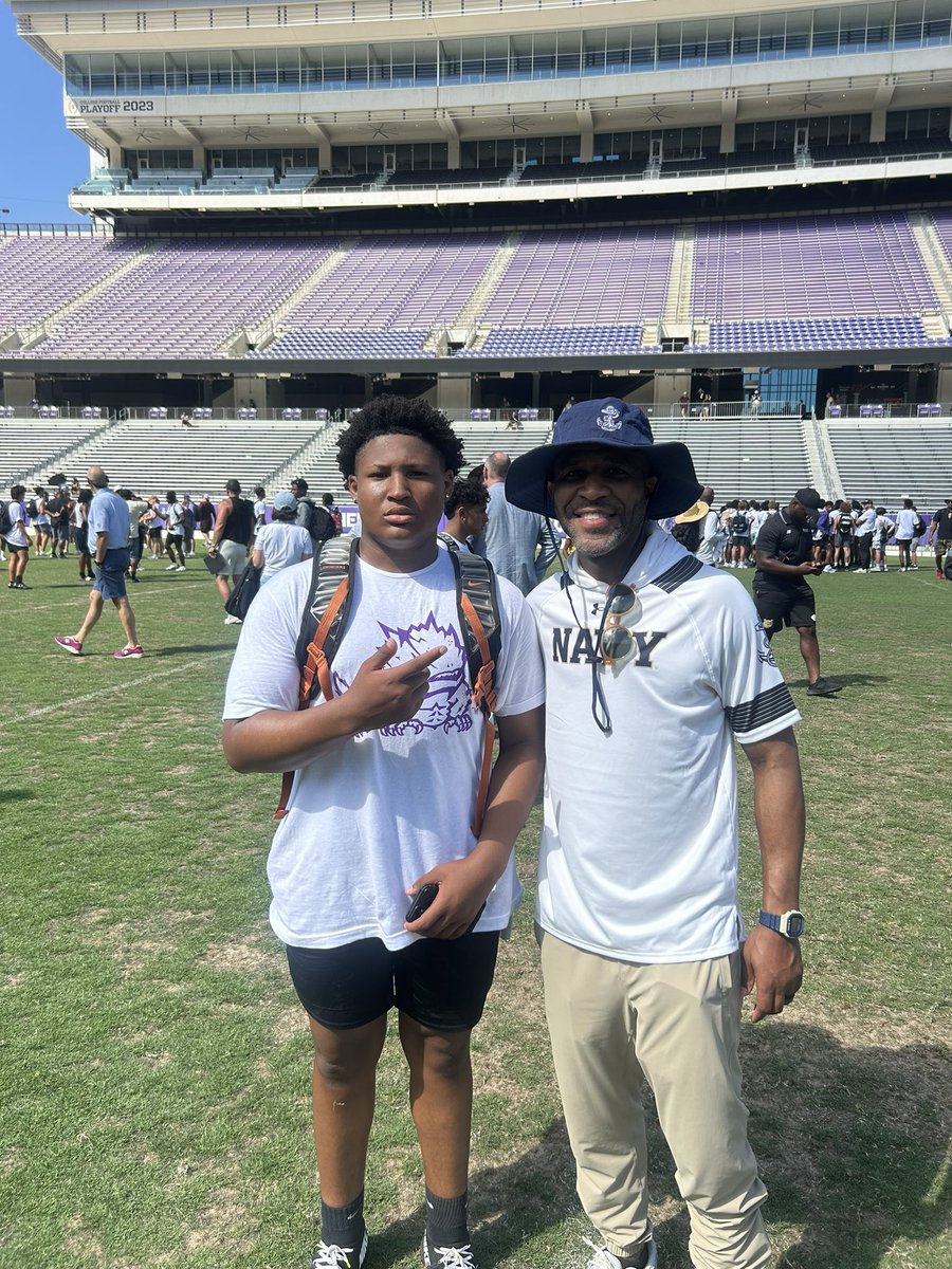 Thank you <a href="/TCUFootball/">TCU Football</a> for a great camp and <a href="/CoachCole828/">David A. Cole</a> for the great conversation will be at a game NAVY!!!! <a href="/saincilaire/">Coach Ant Saincilaire</a> <a href="/TheCoachPitt/">William Pittman</a> <a href="/MaxPreps/">MaxPreps</a> <a href="/Rivals/">Rivals</a> <a href="/QB_Doctor/">QBDoctor</a> <a href="/Coach__OMalley/">Coach O’Malley</a> <a href="/RallyPreps/">RallyPreps</a> <a href="/LC_PAT_NATION/">Patriot Nation</a> <a href="/LCHS_Patriots/">Lakeview Centennial Patriots 🎓</a>