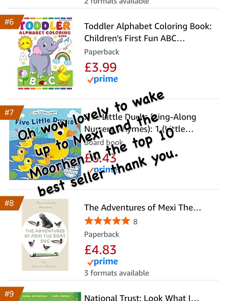 maxinekbrown's tweet photo. Oh wow! What a lovely surprise to wake up to—Mexi and the Moorhen is in the Top 10 Best Sellers! 🐾📚
Thank you so much for all the support. Grab your copy here:
👉 https://t.co/pTSJetEyQY

#MexiTheBoatDog #Top10 #ChildrensBooks #AmazonBestseller #NarrowboatLife #GratefulHeart https://t.co/hMkneojrX2