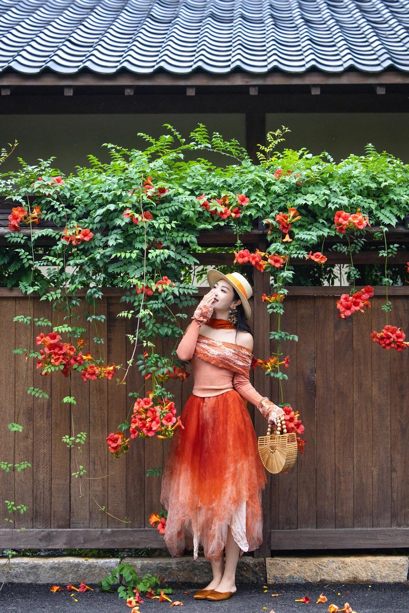 Campsis twines the fence, orange hues clothe me. Summer romance blooms, and every falling petal is a prose poem scripted by time.🌿🌸
#Goodafternoon