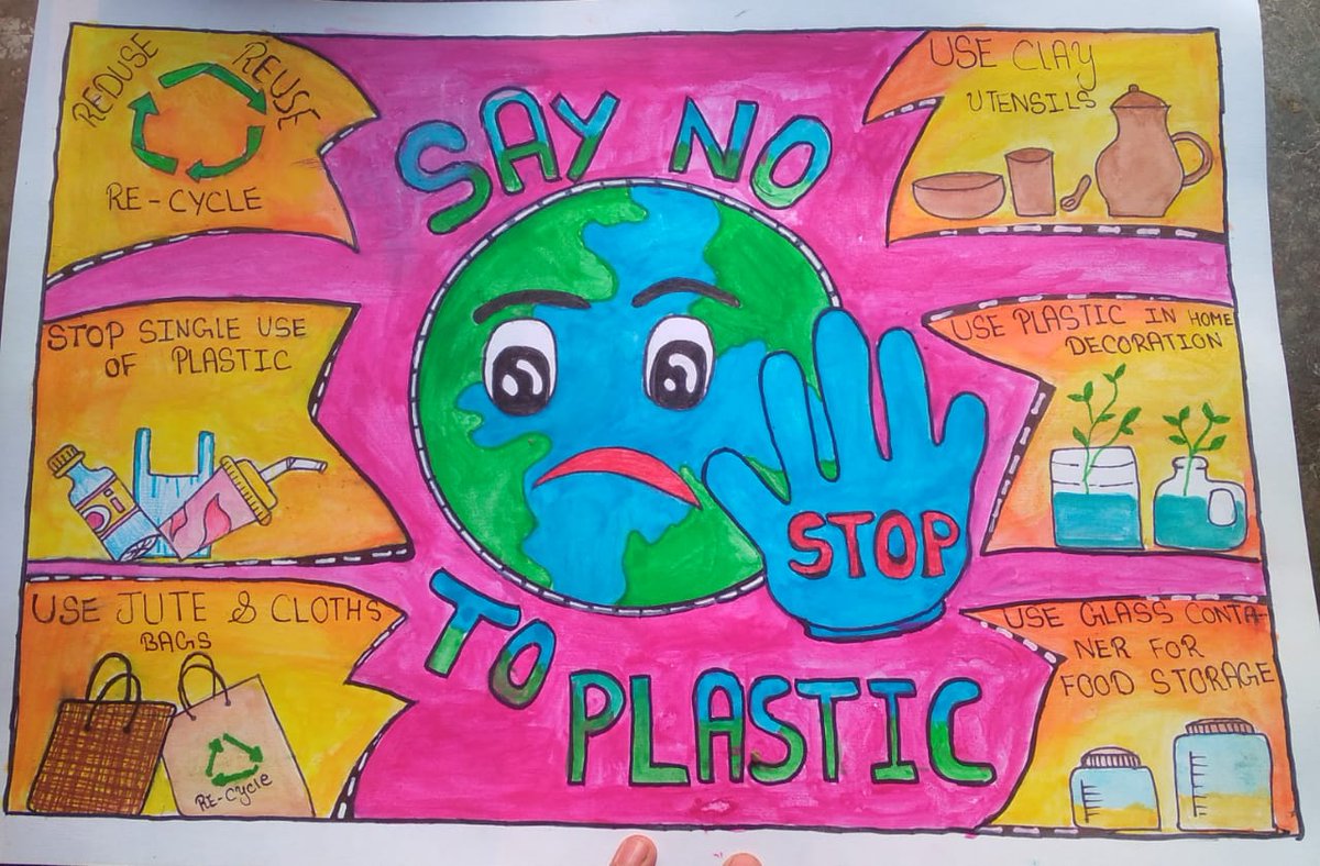 Environment0077's tweet photo. विश्व पर्यावरण दिवस 2025 के अवसर पर आयोजित Say  No to Plastic थीम पर आयोजित पेंटिंग प्रतियोगिता Group B (वर्ग 6 से 10 तक के छात्र ) के विजेताओं के पेंटिंग।
विजेताओं की सूची 
प्रथम 
रेशमी कुमारी

दूसरा स्थान
पानवी कुमारी

तीसरा स्थान
पूजा कुमारी https://t.co/vjgKMFz9Yc
