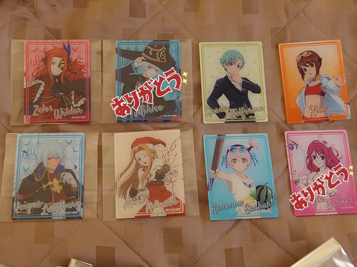 to_k012hiro's tweet photo. @TalesGoods_bot
【交換募集】
テイルズ テイフェス アクリルカード

譲）
ゼロス、スパーダ、ヴェイグ、リタ、ミント、カノンノ

求）
スレイ>>>定価

友人分となります。決まり次第譲渡予定です。
手渡し希望です。お気軽にお申し付けください。 https://t.co/jamDaqIjyd