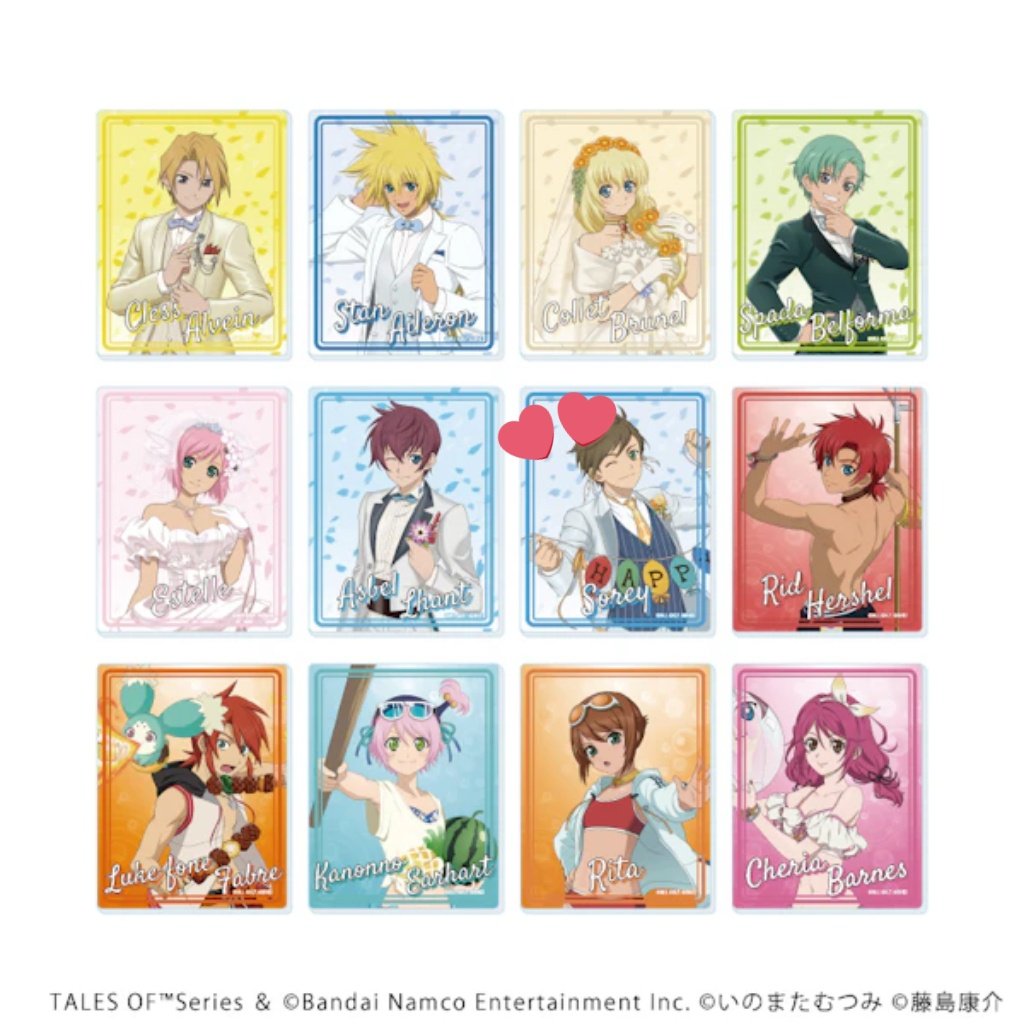 to_k012hiro's tweet photo. @TalesGoods_bot
【交換募集】
テイルズ テイフェス アクリルカード

譲）
ゼロス、スパーダ、ヴェイグ、リタ、ミント、カノンノ

求）
スレイ>>>定価

友人分となります。決まり次第譲渡予定です。
手渡し希望です。お気軽にお申し付けください。 https://t.co/jamDaqIjyd