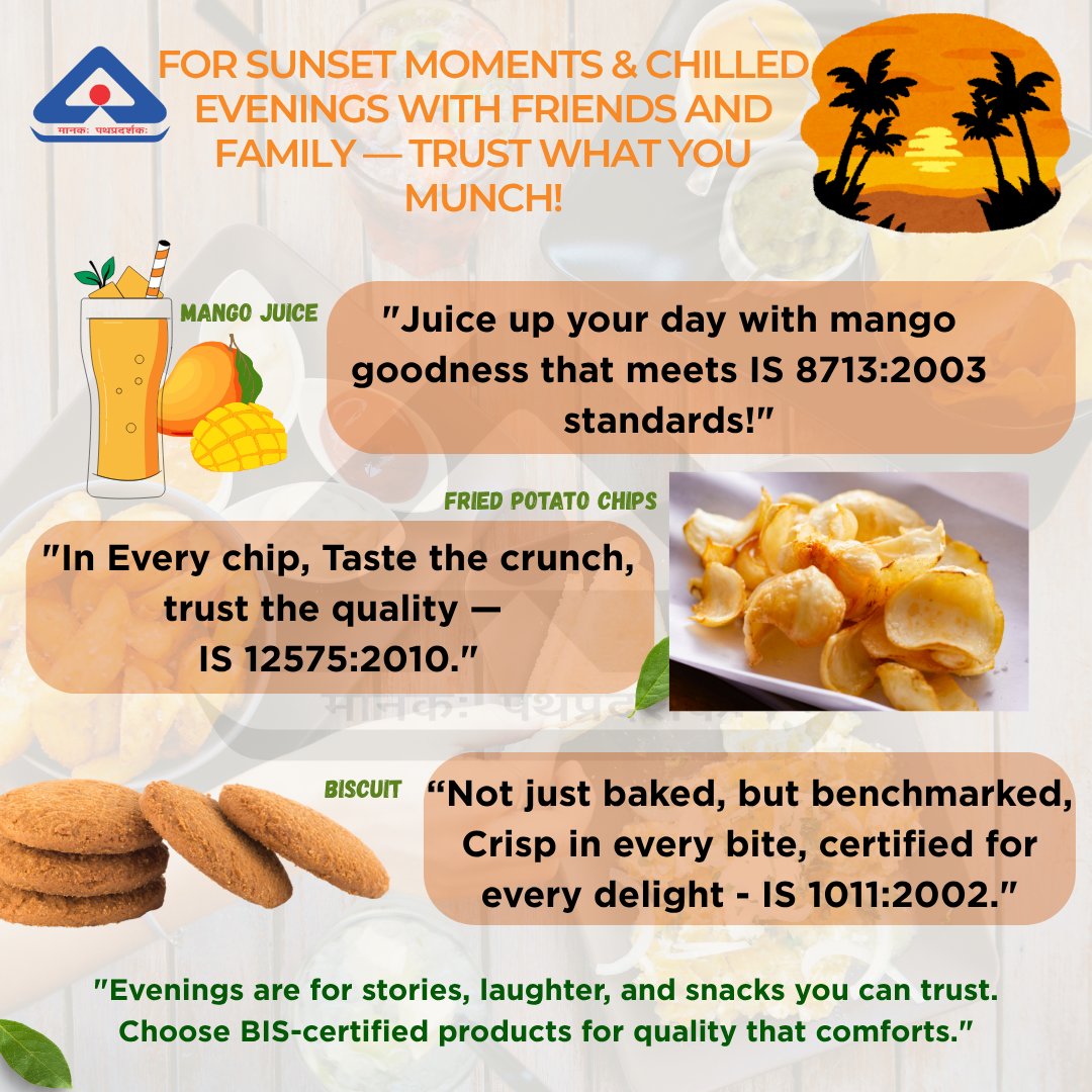 BISChennai's tweet image. Did you know? Food safety isn&apos;t just about hygiene — it&apos;s about standards.
This #WorldFoodSafetyDay, BIS continues its mission to make every bite safer for everyone .
#BISForFoodSafety #QualityYouCanTrust #FoodStandards #EatSafe