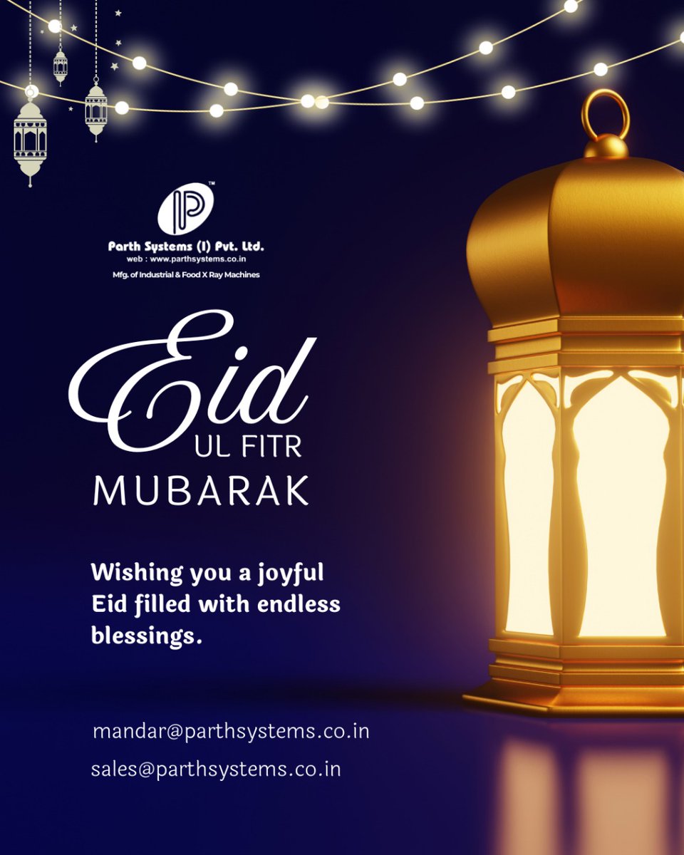 parsysipl's tweet image. Wishing everyone a joyous Eid al-Adha! 
#Parthsystems #X-rayfoodprocessing #X-raytechnology #Pune #Indianfestivals #MakeInIndia