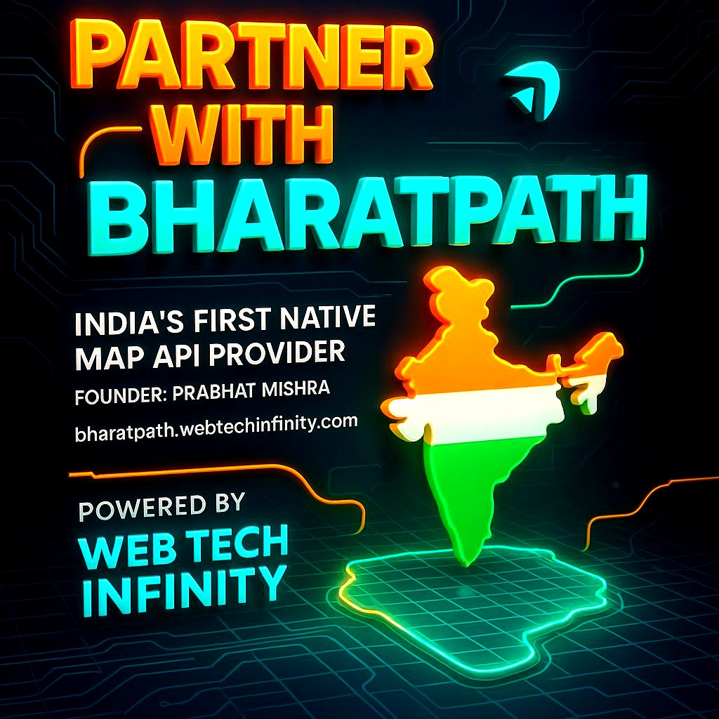 WtiMishra's tweet image. Introducing BharatPath – India’s very own Map API! 🇮🇳
No more relying on foreign platforms.
Lightweight. Scalable. Desi.
Made with love, built for Bharat 💛

👉 bharatpath.webtechinfinity.com
#BharatPath #MadeInIndia #MapAPI