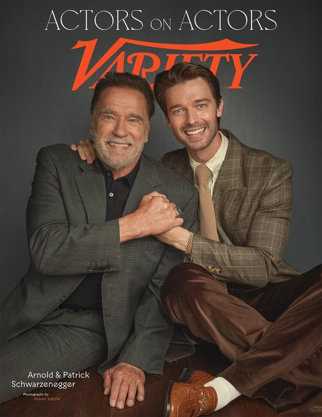 Patrick Schwarzenegger and Arnold Schwarzenegger for Variety’s Actors on Actors.