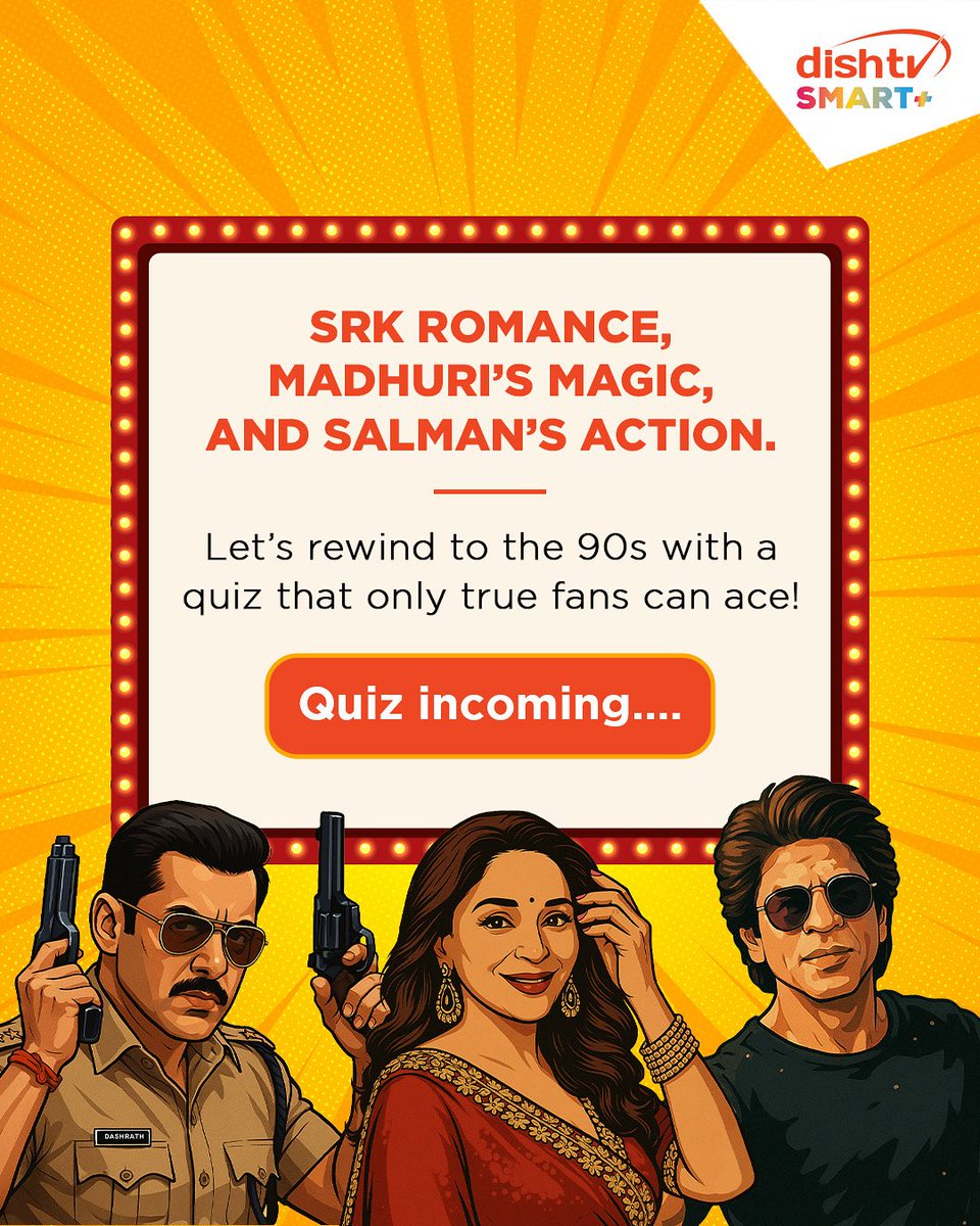 Are you ready to prove you’re a true 90s Bollywood fan? 
This quiz is for you! 

#90sBollywoodQuiz #FilmyKeeda #SRKMagic #MadhuriForever #SalmanSwag #DishtvSmartPlus #ThrowbackChallenge #BollywoodBuffsOnly