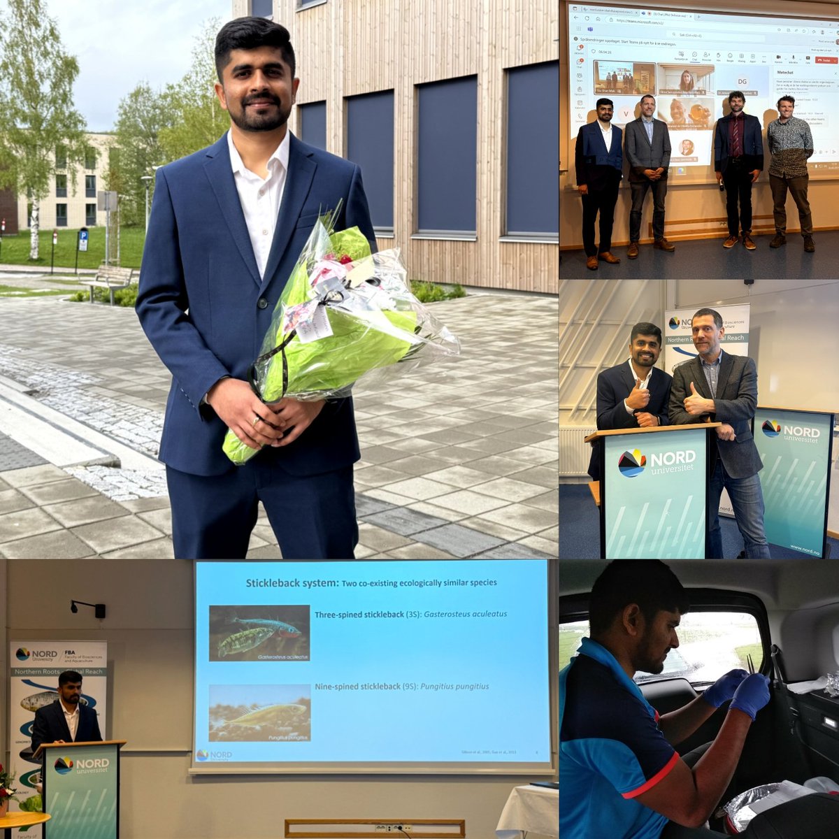 JoostRaeymkrs's tweet image. Congratulations @Arun_Shankar_07 with your fantastic PhD thesis on genetic and non-genetic adaptation in stickleback fishes! Many thanks to @elena21052016 and @MortenLimborg for the splendid opposition. #fish #adaptation #genomics #stickleback