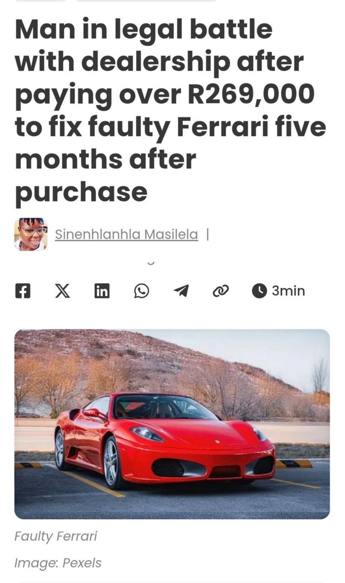 No Make, Type or Model is safe ‼️

In South Africa if you buy any car no matter the price get it Inspected by your mechanic, friend or View4You.

Many who buy exotic cars trust the Dealer, oh well we hope this is a lesson learnt.

🔗 Kindly book here: view4you.co.za
📞