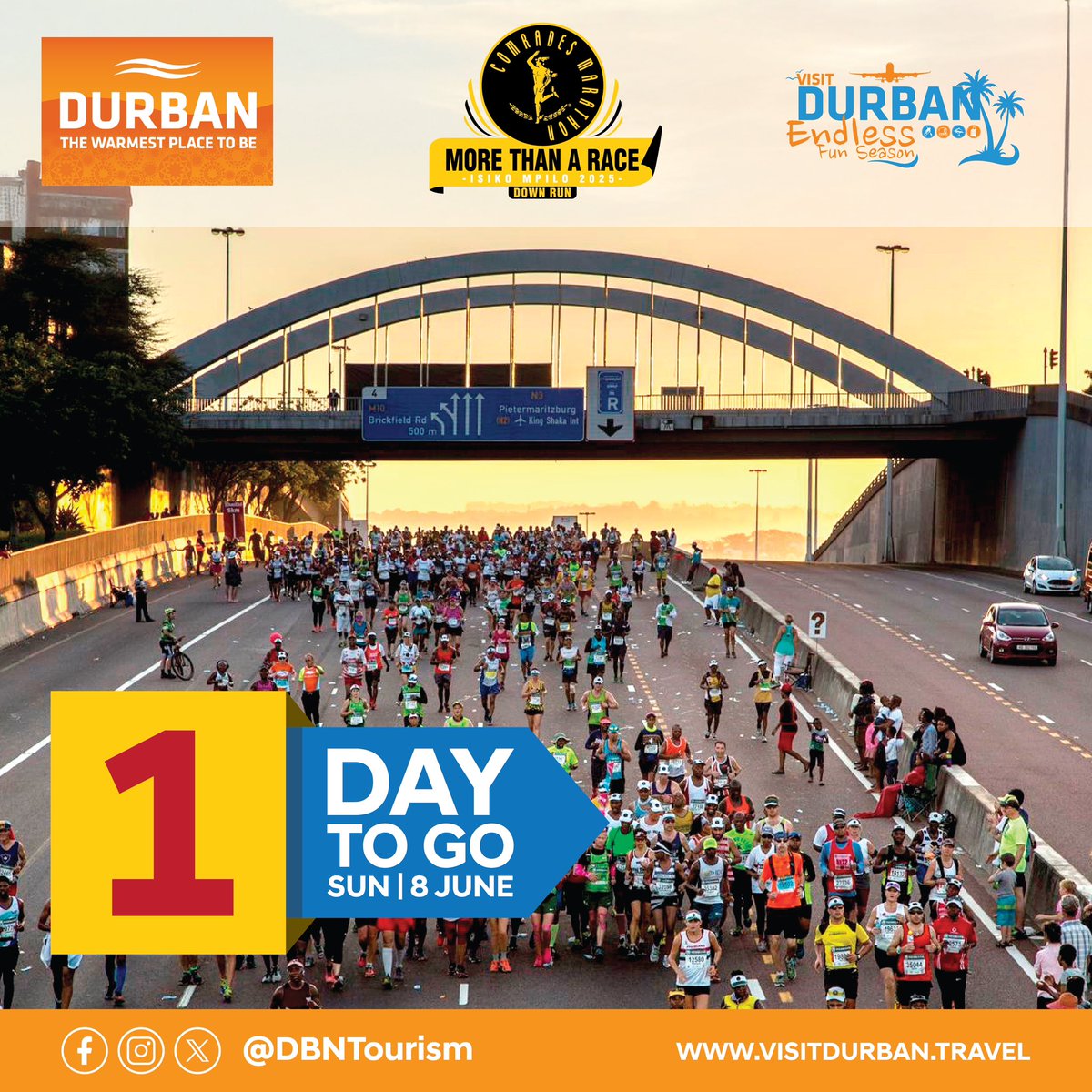 Durban Tourism (@dbntourism) on Twitter photo ๐ญ ๐๐ฎ๐ ๐๐ผ ๐๐ผ!
Months of training. Countless early mornings. 1 goal. Tomorrow, we run not just with our legs - but with our hearts.
<a href="/ComradesRace/">ComradesRace</a> 2025, weโre ready. Letโs make history. ๐๐๐ค
#ComradesMarathon #Comrades2025 #TheUltimateHumanRace #MoreThanARace #IsikoMpilo ๐ญ ๐๐ฎ๐ ๐๐ผ ๐๐ผ!
Months of training. Countless early mornings. 1 goal. Tomorrow, we run not just with our legs - but with our hearts.
<a href="/ComradesRace/">ComradesRace</a> 2025, weโre ready. Letโs make history. ๐๐๐ค
#ComradesMarathon #Comrades2025 #TheUltimateHumanRace #MoreThanARace #IsikoMpilo