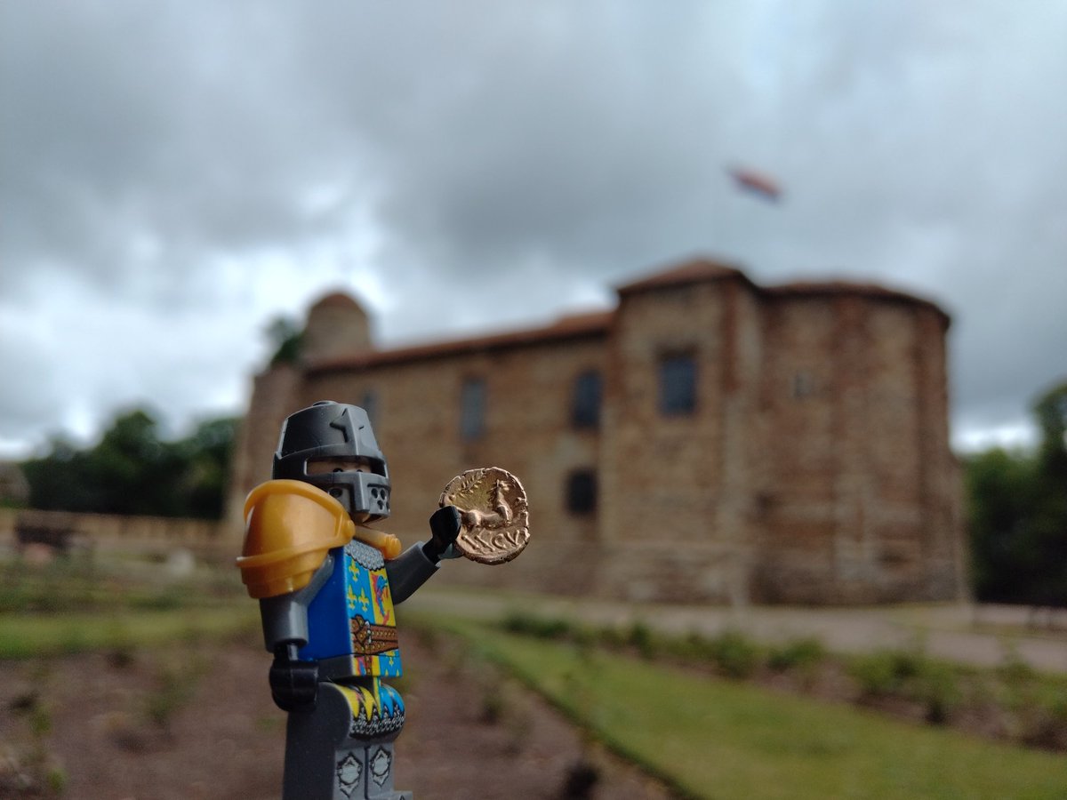 This coin was made near here, in the city of Camulodunum, by Cunobelin, a king in pre Roman Britain, c. 1-40 AD