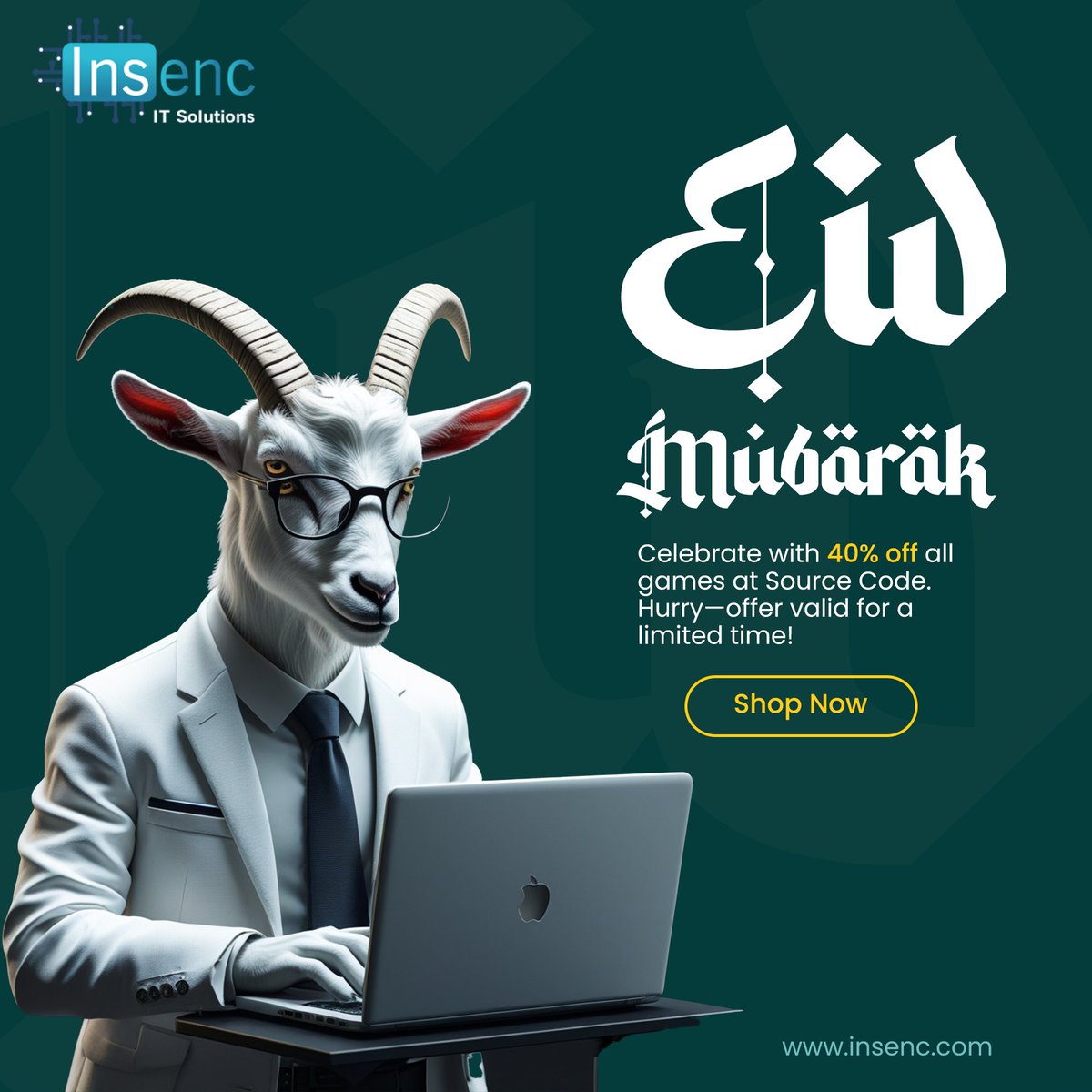 Insencit's tweet photo. ✨ May the spirit of Eid bring your home happiness, and your heart peace.
 Eid al-Adha Mubarak from all. 🕌🐐
.
.
.
#Insenc #EidMubarak #BakridMubarak #softwaredevelopment #MobileGamedevelopment https://t.co/uS6Gx536Vw