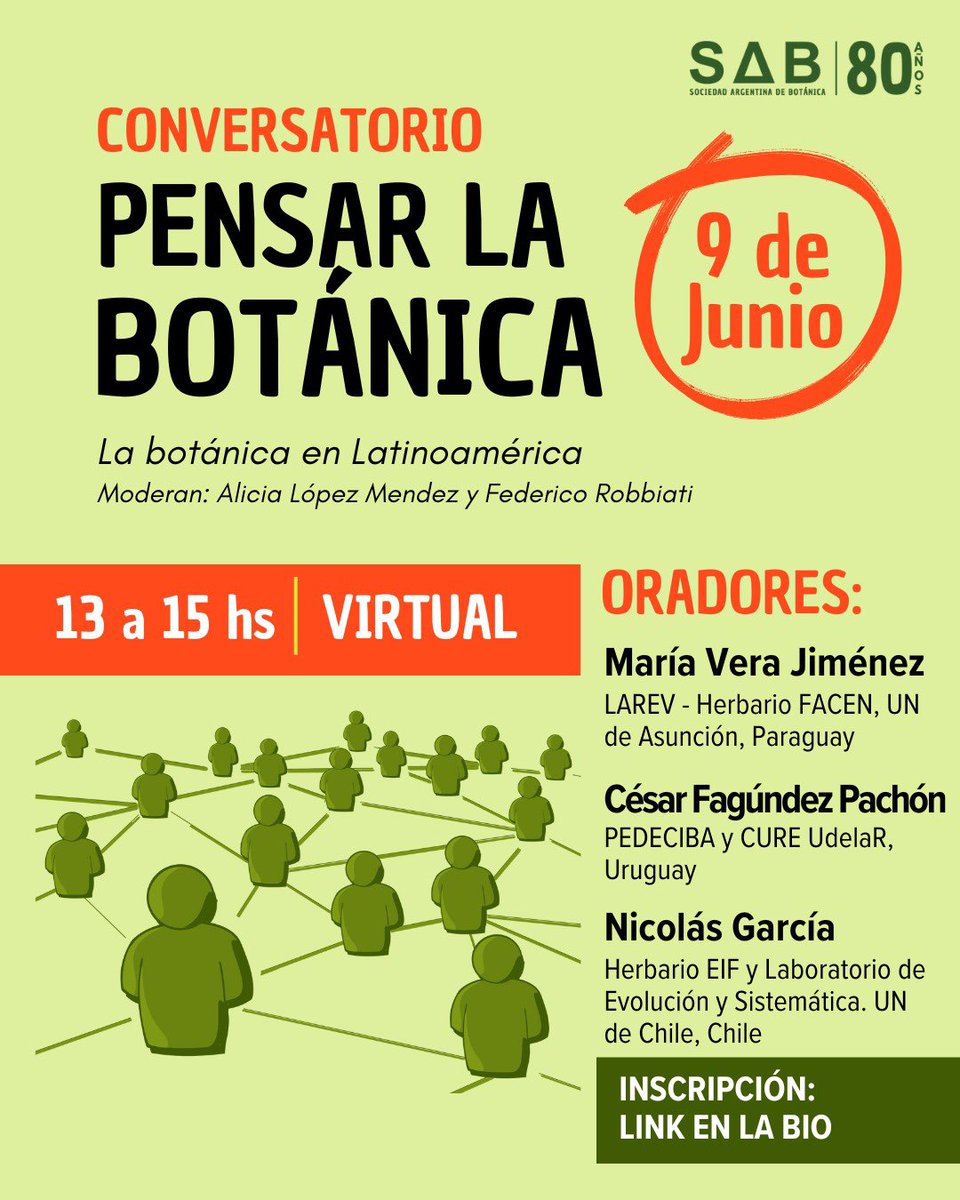 sabotanica's tweet photo. 🌿 Conversatorios para pensar la botánica – Tercer encuentro
🌎 Tema: La botánica en Latinoamérica

📅 Lunes 9 de junio 
🕐 13 a 15 h (puntual) 
💻 Modalidad virtual
📩 Inscripcion: https://t.co/neyWyDrjgp https://t.co/nEIdWquZ1p