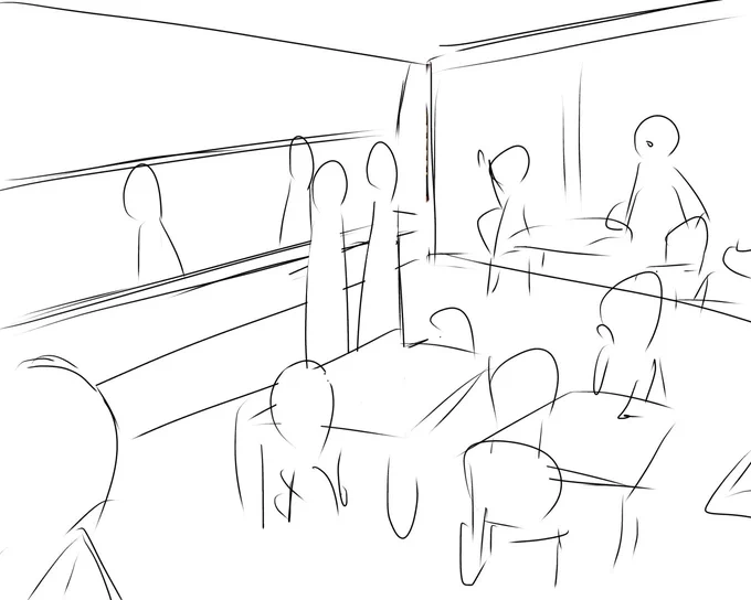 背景上手くなりたくてパースを意識した絵を描こうと思って、とりあえず描いたラフがこれ。
さて、ここからどうなるか見ものだな…(誰目線) 