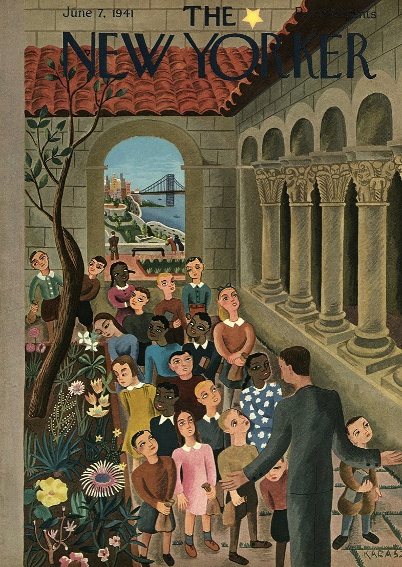 LRonLacy's tweet photo. #OTD in 1941
(field trip to The Cloisters [opened in 1938])
Cover of The New Yorker, June 7, 1941
Ilonka Karasz
#TheNewYorkerCover #IlonkaKarasz #TheCloisters #MetroplitanMuseum #Met #MedievalArt #MedievalArchitecture #FortTryonPark #WashingtonHeights https://t.co/odqr0jw2BR