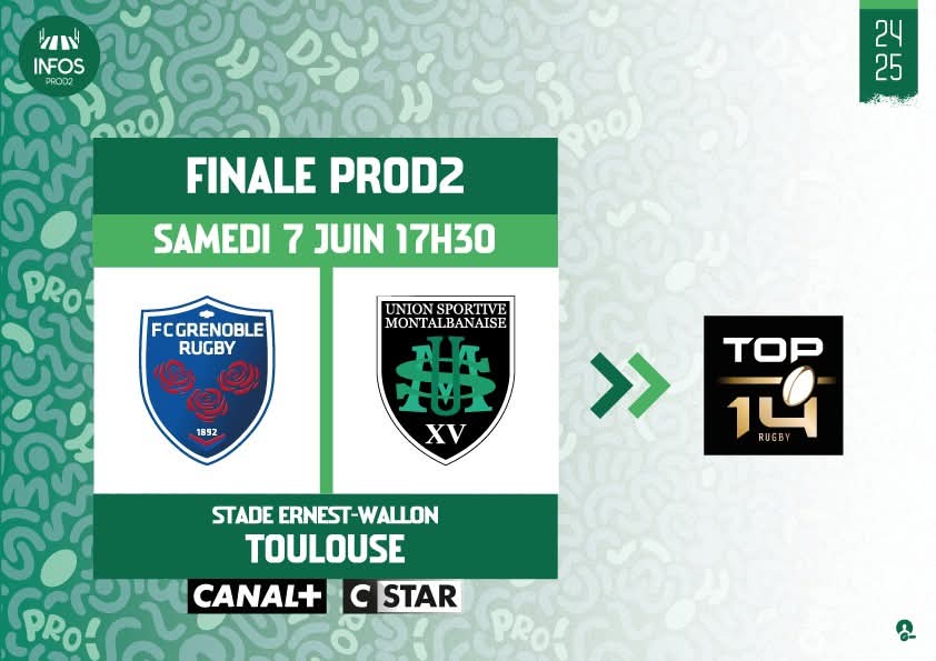 Infos Prod2 (@infosprod2) on Twitter photo Aujourd'hui, c'est la Finale de ProD2 entre le <a href="/FCGrugby/">FC Grenoble Rugby #AllezFCG</a> face à l' <a href="/UsmSapiacRugby/">USM Sapiac</a> diffusé sur <a href="/canalplus/">CANAL+</a> et <a href="/CStar/">CSTAR</a> dès 17h30
#rugby #ProD2 #Finale Aujourd'hui, c'est la Finale de ProD2 entre le <a href="/FCGrugby/">FC Grenoble Rugby #AllezFCG</a> face à l' <a href="/UsmSapiacRugby/">USM Sapiac</a> diffusé sur <a href="/canalplus/">CANAL+</a> et <a href="/CStar/">CSTAR</a> dès 17h30
#rugby #ProD2 #Finale