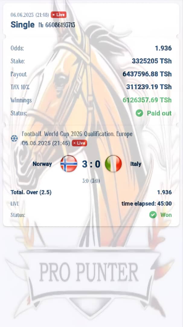 ๐๐๐๐๐ฝ๐๐๐พ๐ผ๐๐ ๐๐๐๐ผ๐๐ (@1xbetcashwakala) on Twitter photo ๐ฅ PRO PUNTER ANATISHA! <a href="/HumoudMass74519/">PROPUNTER2025</a>
Stake ya 3.3M+ imezaa 6.1M+ ndani ya dakika 45! โฝ
Mechi: Norway ๐ณ๐ด 3 - 0 Italy ๐ฎ๐น (Over 2.5)
Ushindi PAID OUT kupitia ROMANO PAY โ salama bila longolongo!
Na bado ๐ analisha MITAA BUREE kila siku kwenye magroup ya Sports Trading ๐ฅ PRO PUNTER ANATISHA! <a href="/HumoudMass74519/">PROPUNTER2025</a>
Stake ya 3.3M+ imezaa 6.1M+ ndani ya dakika 45! โฝ
Mechi: Norway ๐ณ๐ด 3 - 0 Italy ๐ฎ๐น (Over 2.5)
Ushindi PAID OUT kupitia ROMANO PAY โ salama bila longolongo!
Na bado ๐ analisha MITAA BUREE kila siku kwenye magroup ya Sports Trading