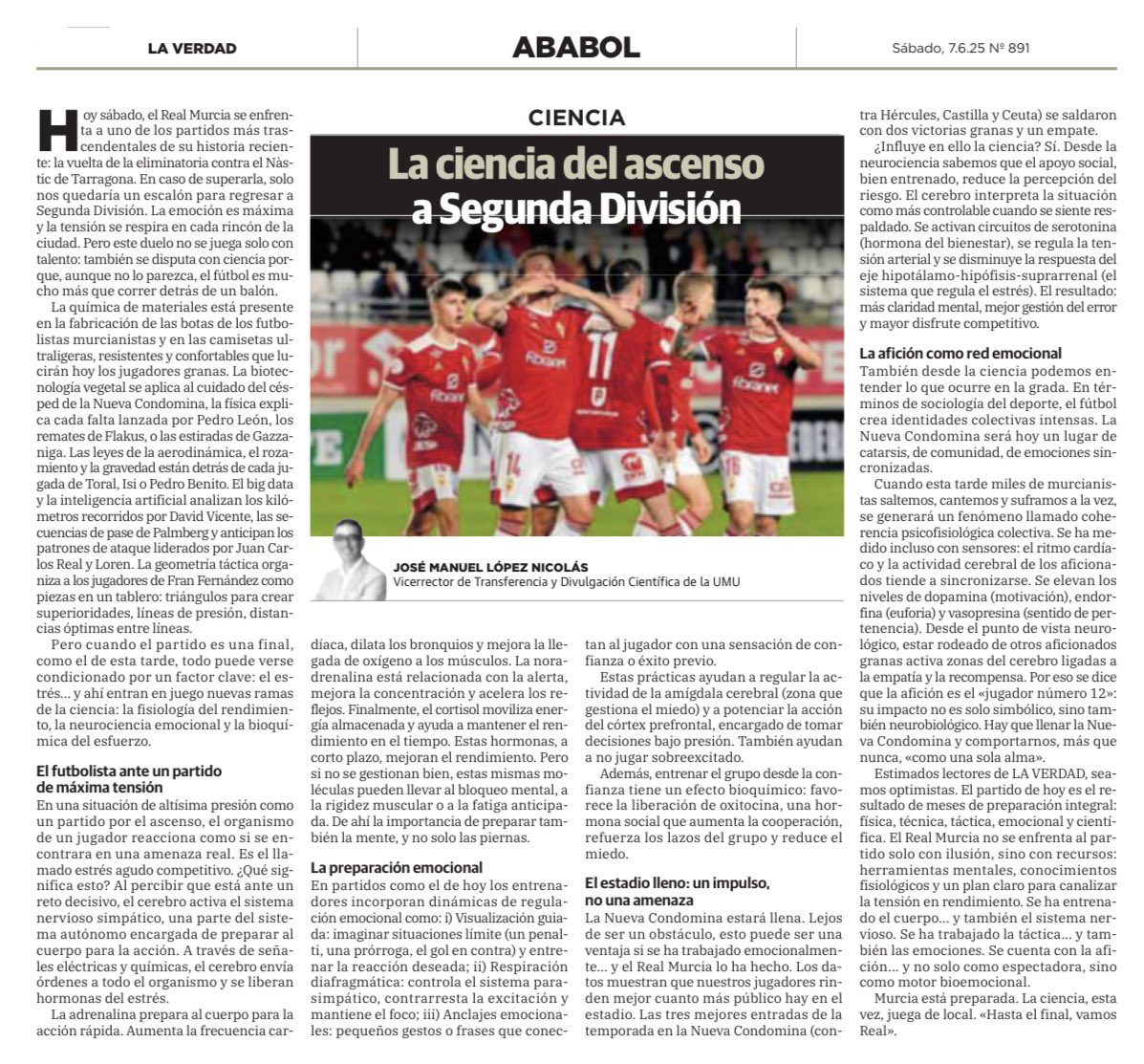 José M. López Nicolás (@scientiajmln) on Twitter photo Llegó el día y aquí está LA CIENCIA DEL ASCENSO”, mi humilde aportación en <a href="/laverdad_es/">laverdad_es</a> a lo que va ser una jornada histórica para #Murcia y para los murcianistas.
👑 #ReconquistaDelRey
<a href="/realmurciacfsad/">Real Murcia CF</a> Llegó el día y aquí está LA CIENCIA DEL ASCENSO”, mi humilde aportación en <a href="/laverdad_es/">laverdad_es</a> a lo que va ser una jornada histórica para #Murcia y para los murcianistas.
👑 #ReconquistaDelRey
<a href="/realmurciacfsad/">Real Murcia CF</a>