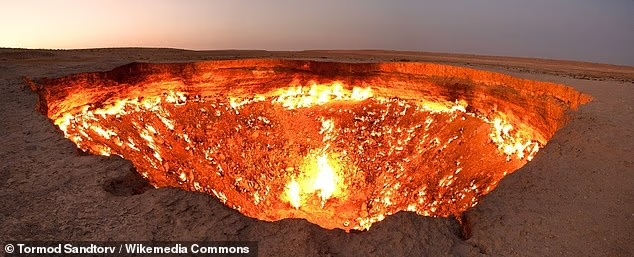 MarioNawfal's tweet photo. 🇹🇲THE GATES OF HELL ARE FINALLY CLOSING

Turkmenistan’s infamous Gateway to Hell - a flaming gas crater that’s burned nonstop since 1971 - is finally dying out.

The once-blazing pit now glows faintly, as gas flow from the earth slows and new wells siphon methane away.

Once visible for miles, the crater now barely flickers unless you're standing right next to it.

The crater was accidentally set alight by Soviet scientists trying to stop a gas leak, kept burning for decades, and became a surreal tourist spot.

Now, with the flames shrinking and methane being diverted, hell might finally be out of fuel.

Source: Daily Mail