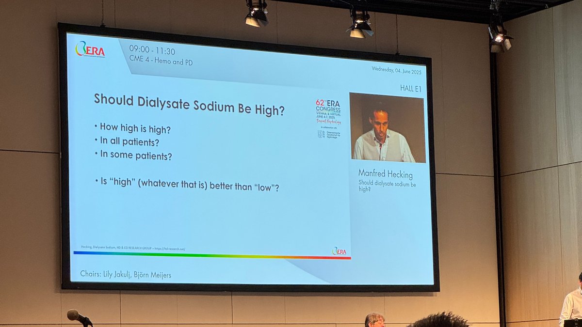 ERA - European Renal Association (@erakidney) on Twitter photo Should dialysate sodium (DNa) be high?
Speaker 🎙️: Manfred Hecking
Chair 💺: Lily Jakulj, Björn Meijers
✍️: Vaibhav Tiwari <a href="/drvt87/">Vaibhav Tiwari</a> Should dialysate sodium (DNa) be high?
Speaker 🎙️: Manfred Hecking
Chair 💺: Lily Jakulj, Björn Meijers
✍️: Vaibhav Tiwari <a href="/drvt87/">Vaibhav Tiwari</a>