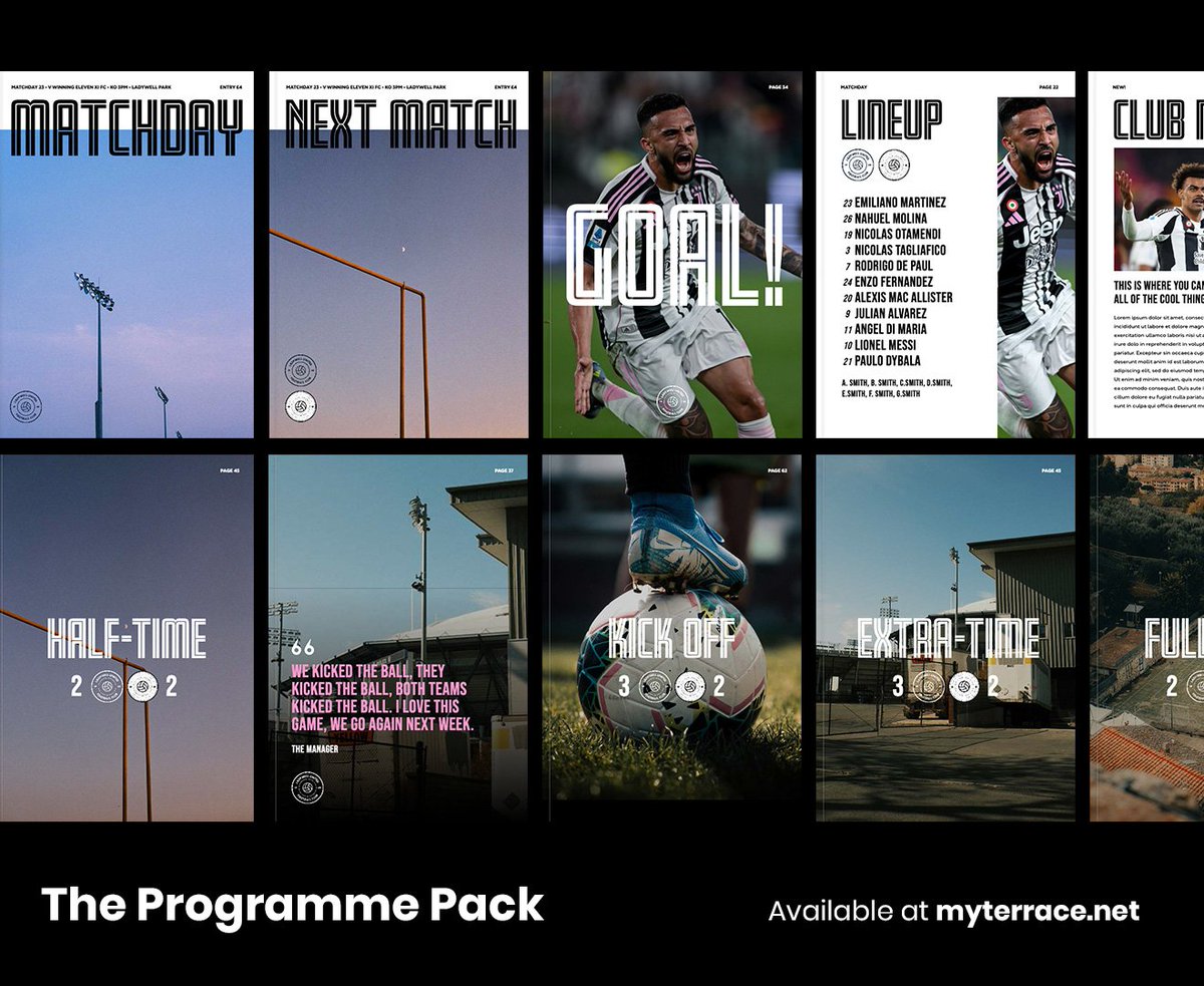 🆕 The Programme Pack is now live!

⏰ Skins itself to suit your football club in seconds
📷 No need to learn apps like Canva
📷 No need to chase designers
⏰ Get on with what's important: matchday

Get started at myterrace.net