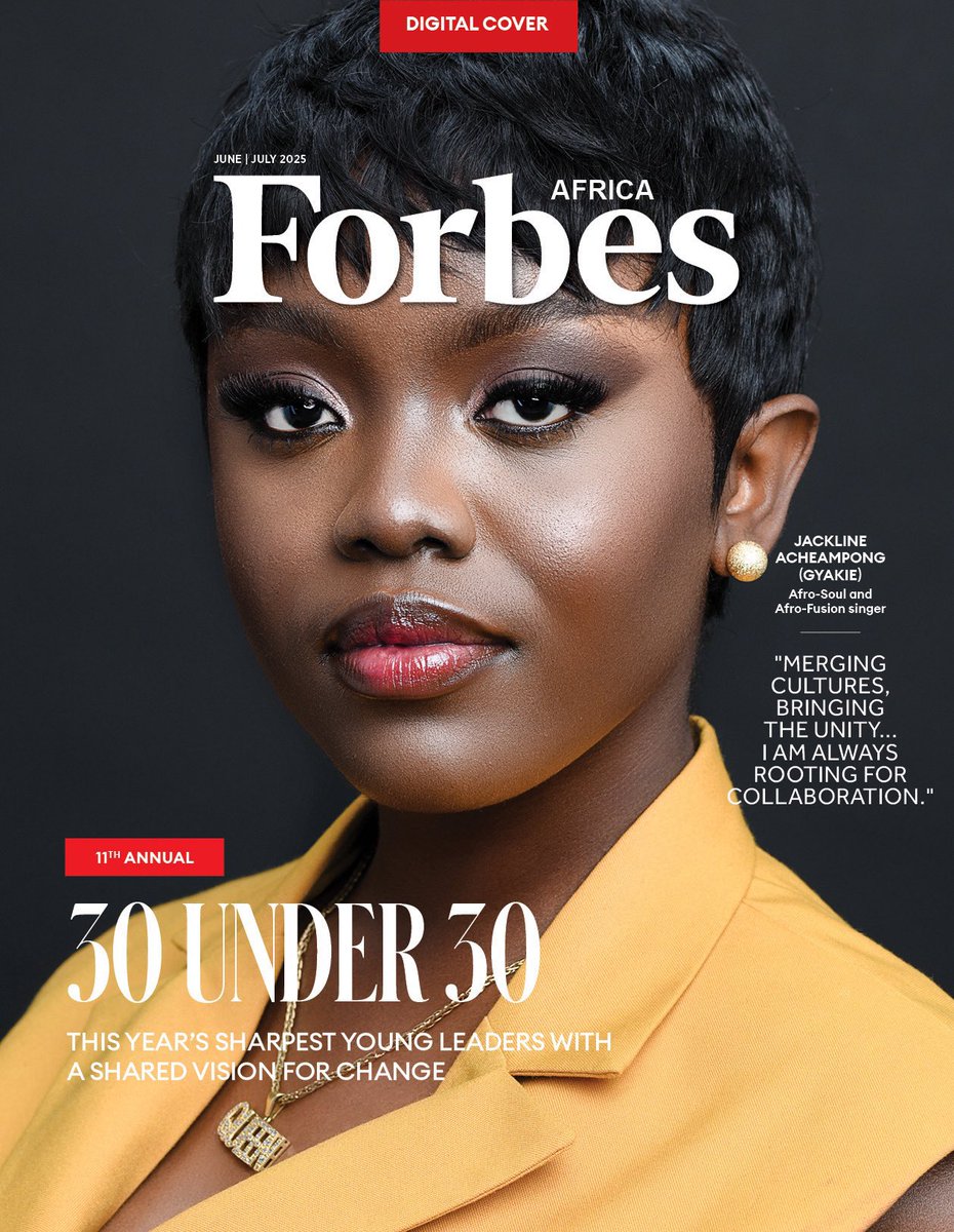 excitemedia.com.gh (@excite_media) on Twitter photo Jackline Acheampong (<a href="/Gyakie_/">After Midnight</a>) graces the cover of <a href="/forbesafrica/">Forbes Africa</a> as one of this year’s 30 Under 30 trailblazers!
An icon of Afro-Soul & Afro-Fusion, she’s not just making waves with her music, she’s shaping culture, merging unity, and flying the flag of Ghana high.
#ExciteNews🗞 Jackline Acheampong (<a href="/Gyakie_/">After Midnight</a>) graces the cover of <a href="/forbesafrica/">Forbes Africa</a> as one of this year’s 30 Under 30 trailblazers!
An icon of Afro-Soul & Afro-Fusion, she’s not just making waves with her music, she’s shaping culture, merging unity, and flying the flag of Ghana high.
#ExciteNews🗞