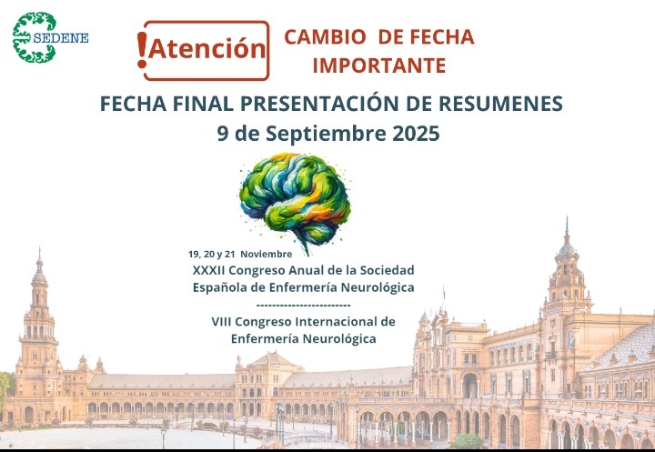 📢 ‼️ ATENCION ‼️
Ampliamos el plazo para enviar resúmenes al #CongresoSEDENE2025.
🧠 Nueva fecha límite: 9 de septiembre
📍 Te esperamos en noviembre en Sevilla.
🔗 Toda la info en la web del congreso
congreso.sedene.com/comunicaciones/
¡Comparte tu experiencia en #EnfermeríaNeurológica