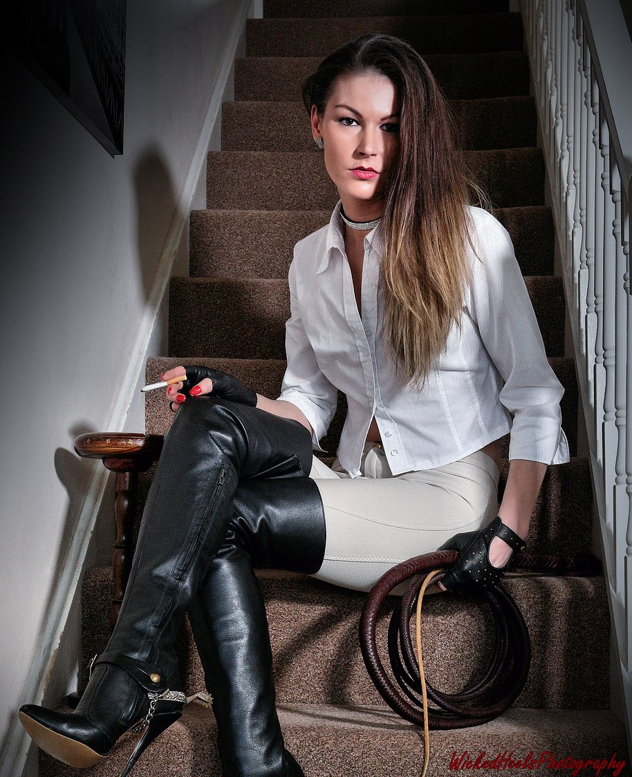 So the questioning begins, she sits comfortably with her whip in hand, while you sweat it out.